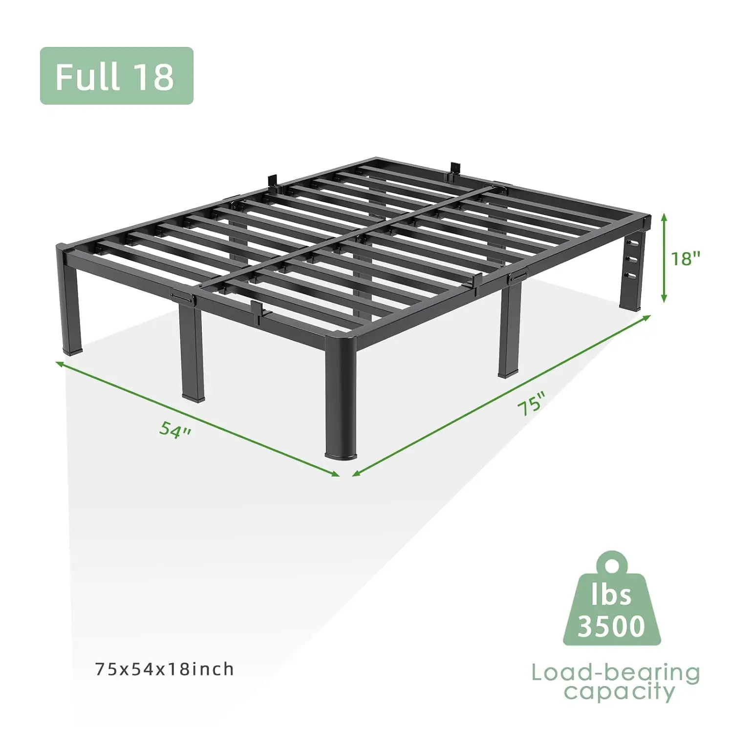 18 Inch Heavy Duty Steel Platform Bed Frame Noise-Free 3500 lb Scratch-Proof Feet No Box Spring Easy Assembly, Customized