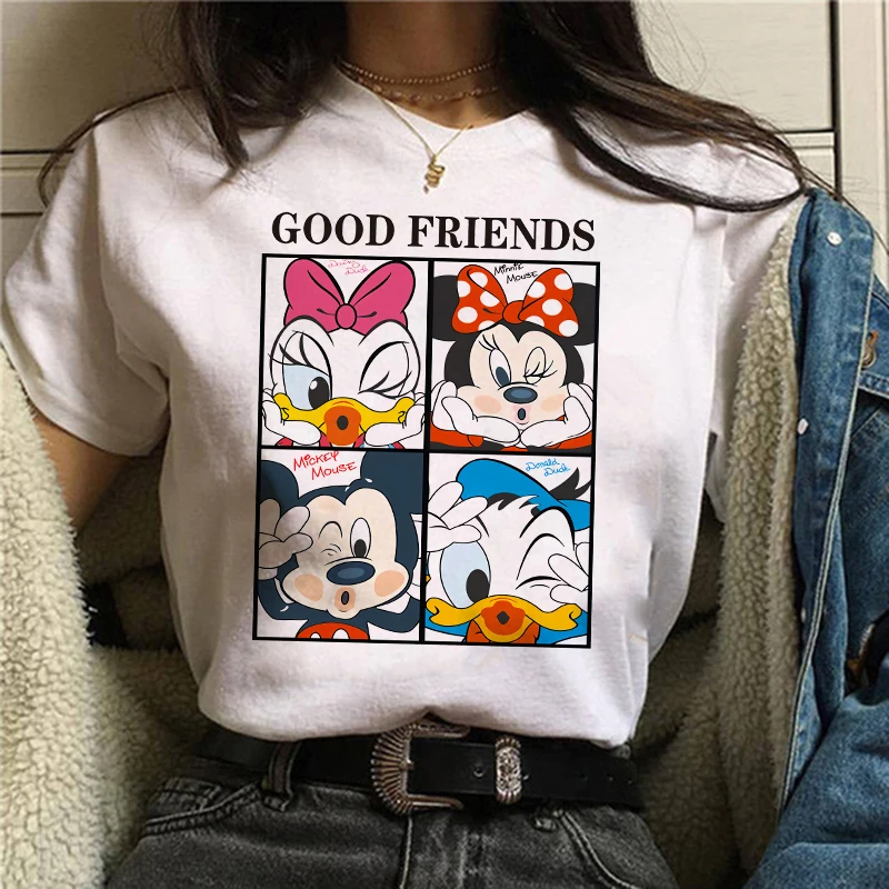 Y2k 90s Fashion T Shirts Gothic Fashion Mickey Tshirt Minnie Mouse Print T-shirt Women T Shirt Female Clothes Kawaii Disney