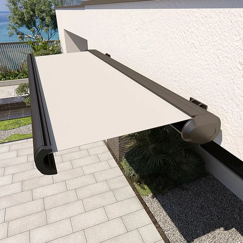 【Hot Sale】Aangepaste residentiële buitenluifel schaduw deurluifel elektrische intrekbare luifels terrasafdekking dak aluminium