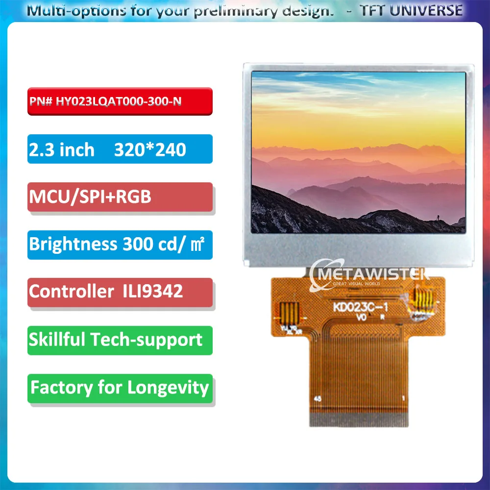 

2.3inch landscape 320x240 lcd display ILI9342 controller MCU SPI RGB interface LCM screen full color display for small device