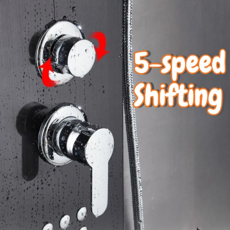5-speed Shifting Shower Trim System Wall Mounted Handheld Side Spray Features Shower System Stainless Steel Bathroom Fixture view 5