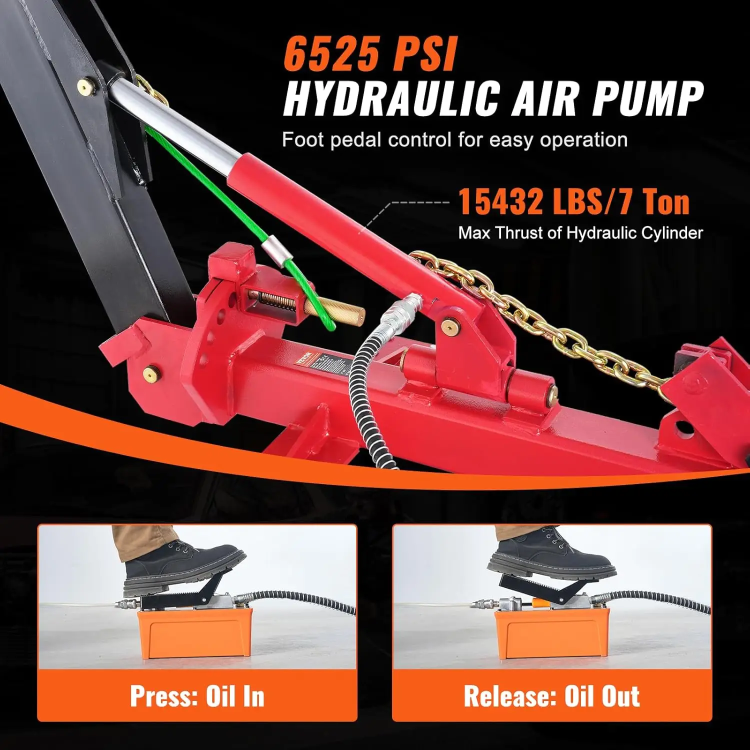 Auto Body Frame Straightener, 6 Ton Tension Car Frame Puller, Auto Body Frame Machine with Swivel Post, Hydraulic Foot Pump