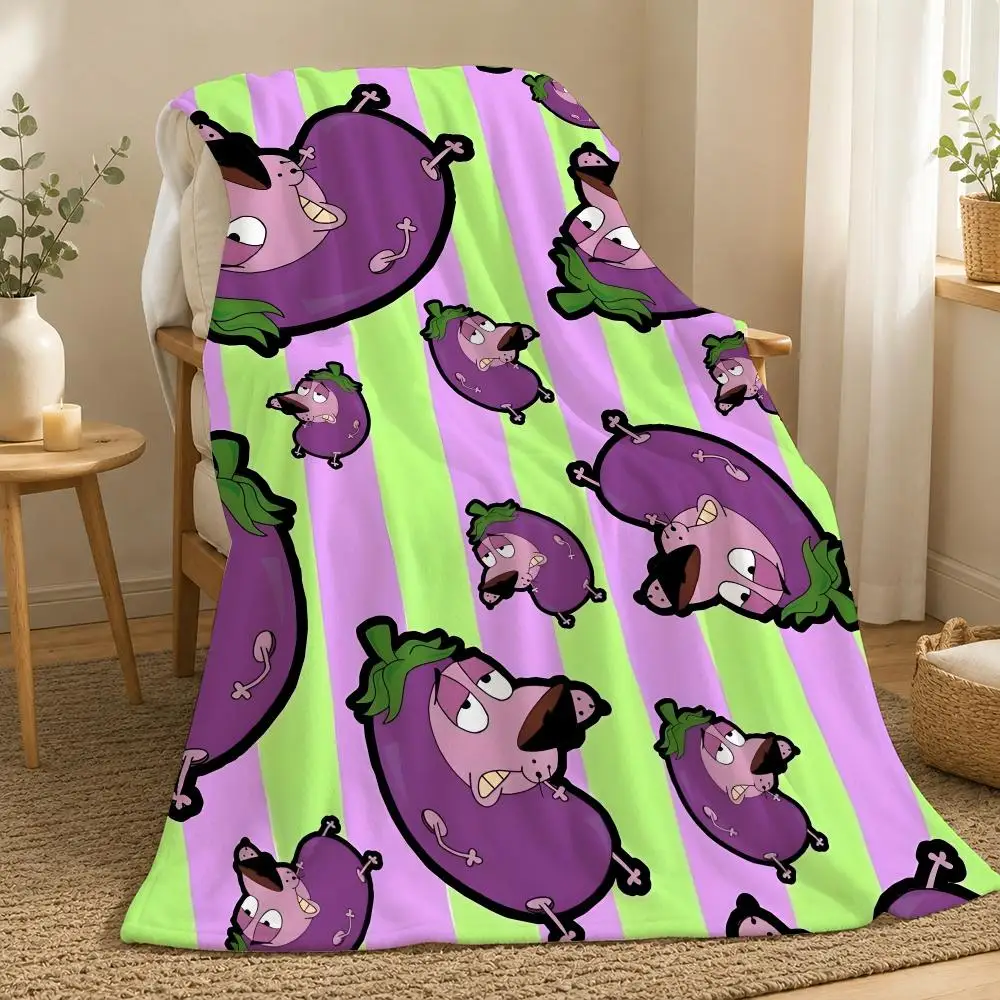 C-Courage Cowardly Dog Print Throw 240g flannel blanket, suitable for sofas, beds, offices,  exquisite gift blankets
