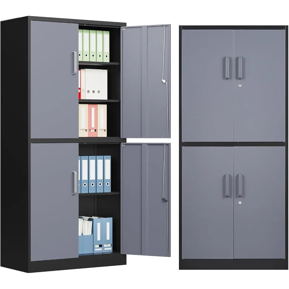 

Metal Garage Storage Cabinet with 4 Doors, Locking Steel Locker Cabinet with Doors and Shelves, for Home, Garage, Pantry