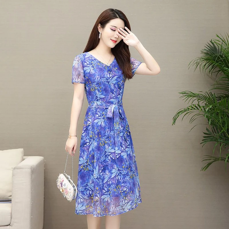 2024 Summer Netting Long Dress Casual Floral Party Dress Elegant Short Sleeve Fairy Dresses for Women Sweet Clothing