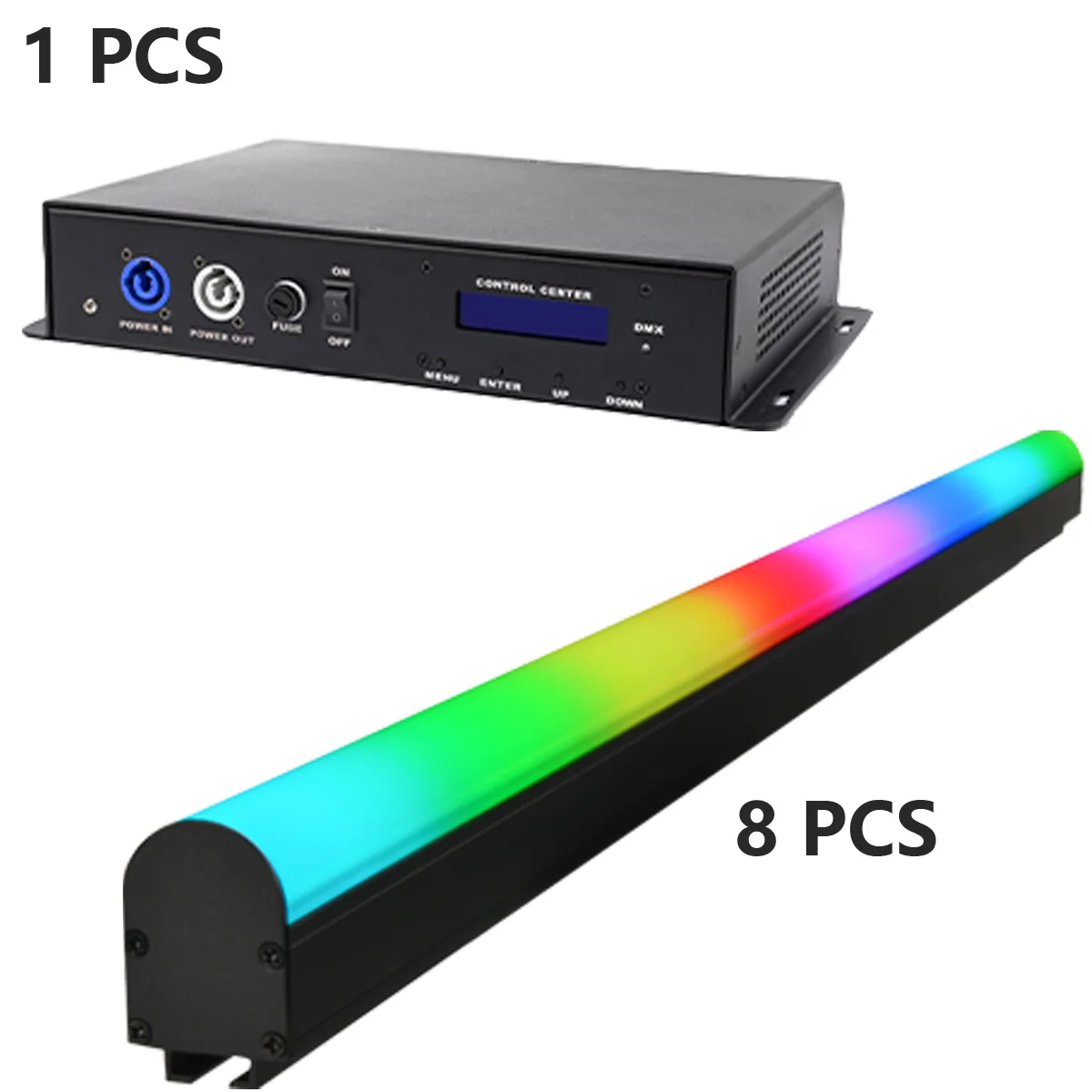 8 pcs RGB 3in 1 LED Pixel Light Strip KTV Theater Auditorium Stage Concert Lighting Artnet Control Box with DMX Mode