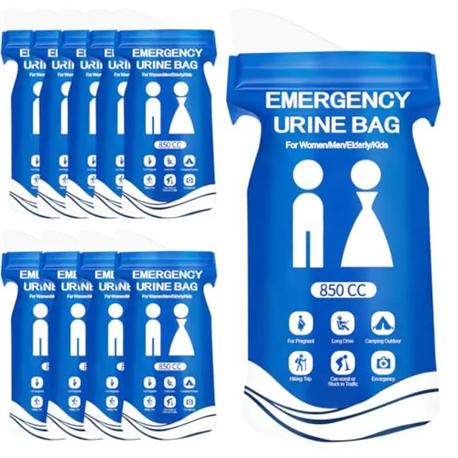 أكياس البول القابل للتصرف 10 قطعة 850 مللي المحمولة أوريل للجنسين أكياس التبول وأكياس القيء للسفر والتخييم في حالات الطوارئ ومربى المرور #1