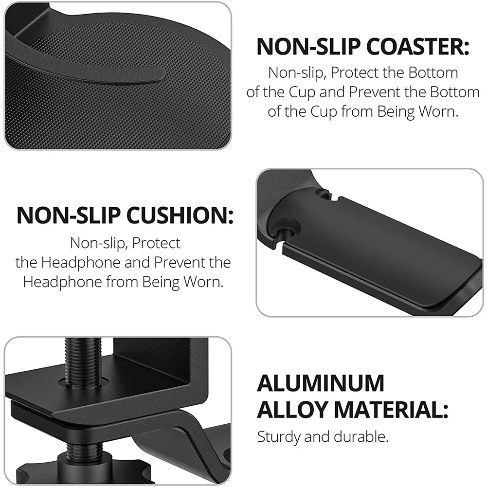 Подставка для наушников, 2 в 1 Подставка для игровой гарнитуры с держателем для чашки, подходит для большинства наушников и напитков, Настольный Органайзер
