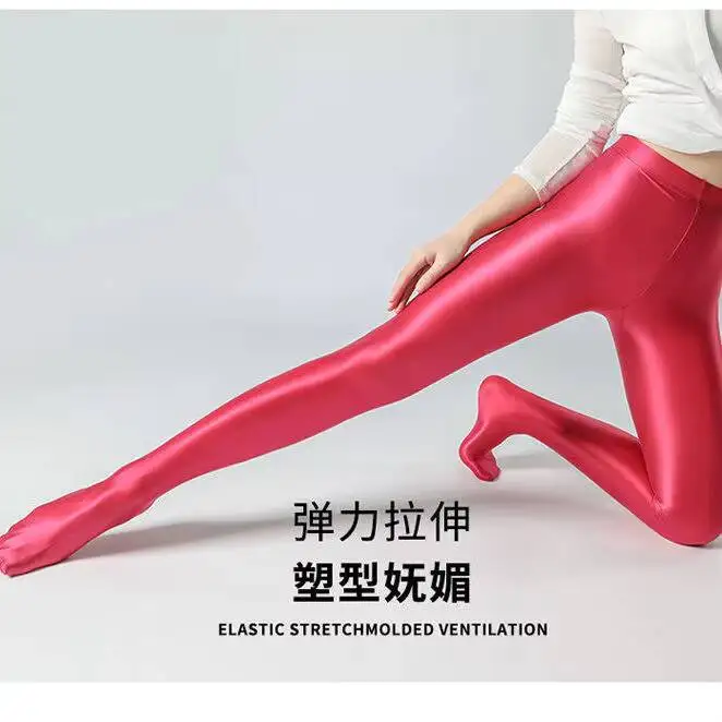 اليابانية الحرير بريق طماق النساء لامعة جوارب طويلة عالية الخصر الرياضة اليوغا السراويل النساء التماس الجوارب #5