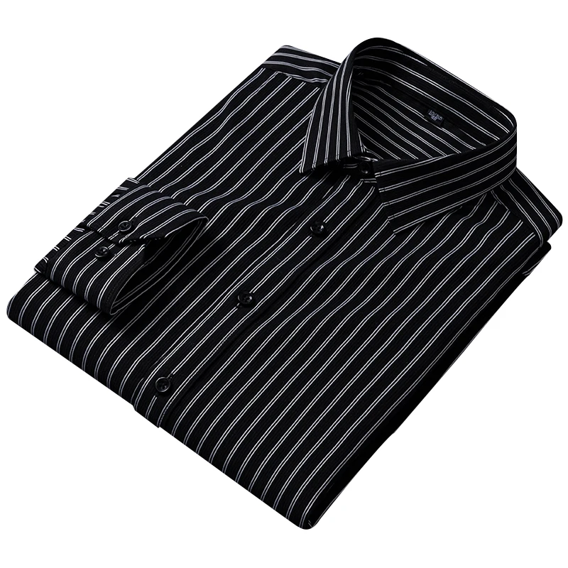 New Men's Shirt Long Sleeve Cotton Oxford Striped Casual Standard-fit Business Dress Tops  Button Down Office  Men Clothing