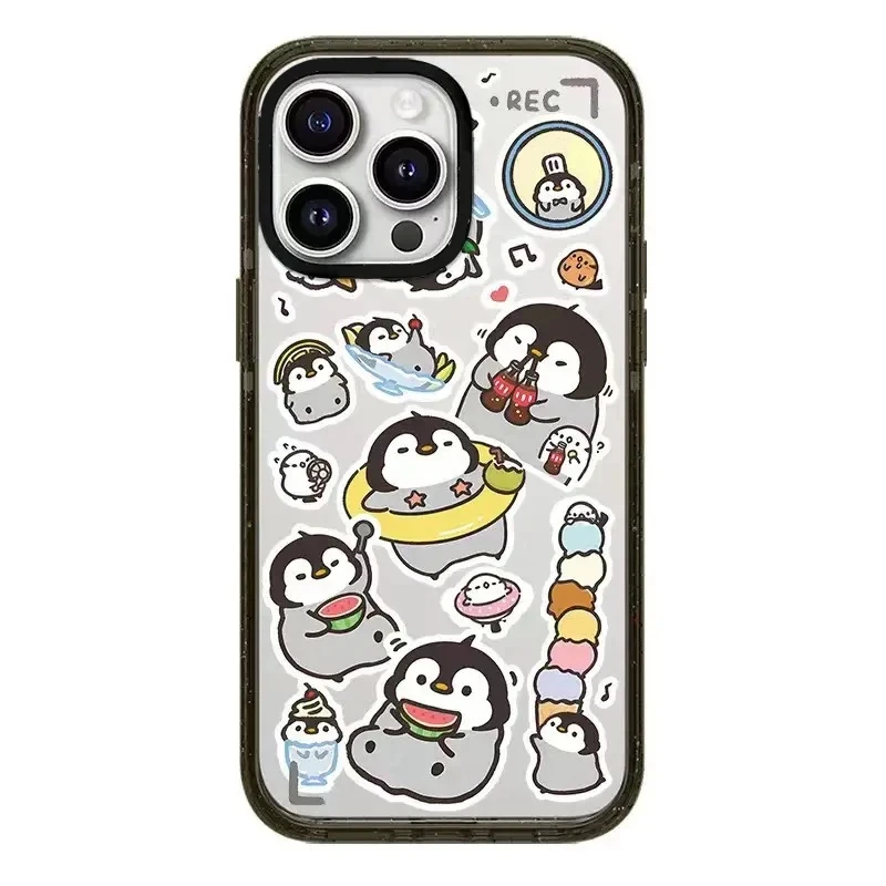 

Cute Penguin 2.5 Acrylic Black Border Phone Case Cover for IPhone 12 13 14 15 16 Pro Max Case