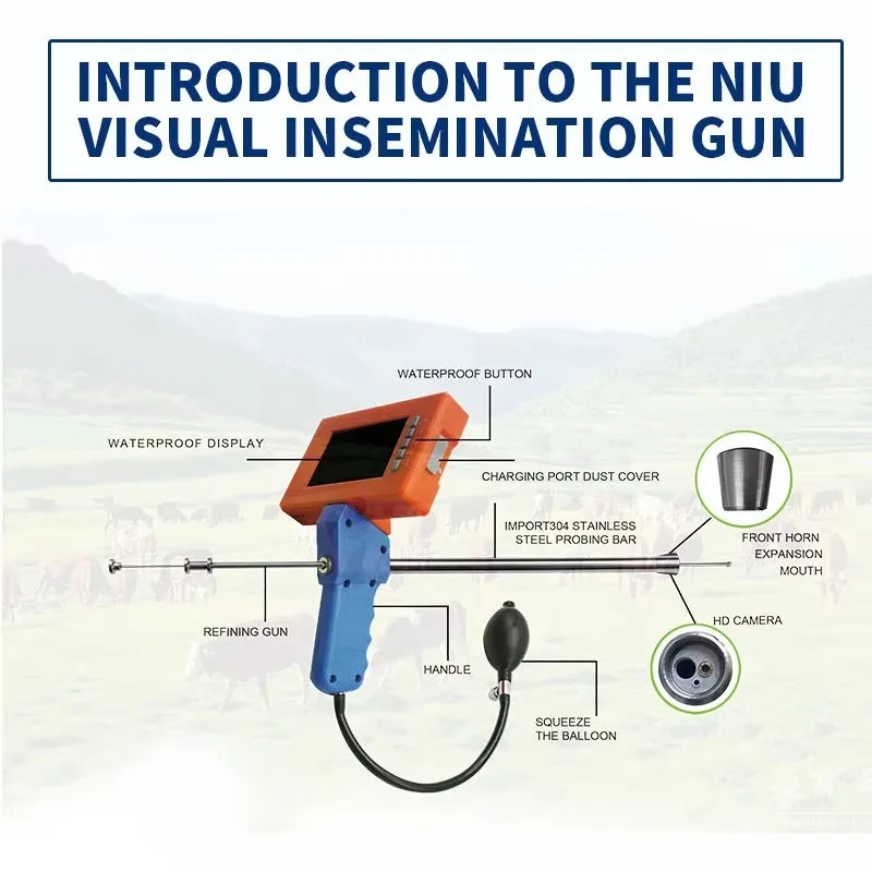 2026 High-Definition Precise Cattle Screen Visual High Image Quality Veterinary Artificial Insemination Tool Insemination Gun