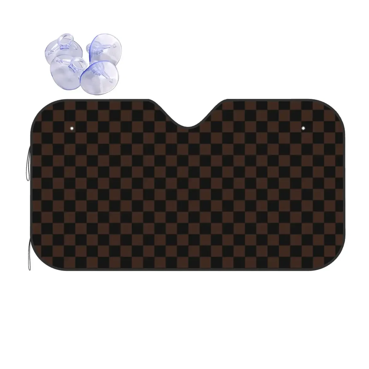 Checkerboard Plaid Universal Sunshade Windscreen 70x130cm Aluminium Foil Sun Visor Sun Shade Protect