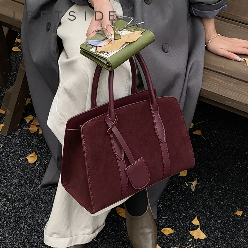 

Левая сторона, женская замшевая сумка на плечо, зима 2024, маленькие сумки через плечо в стиле ретро, роскошные дизайнерские трендовые женские брендовые сумки и кошельки