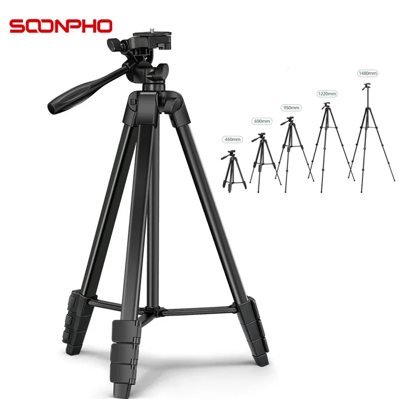 

Soonpho 130CM 140cm Tripod for Mobile Phone Camera Led Light Ring with Ball Head Professional Photography Selfie Stick Tripod