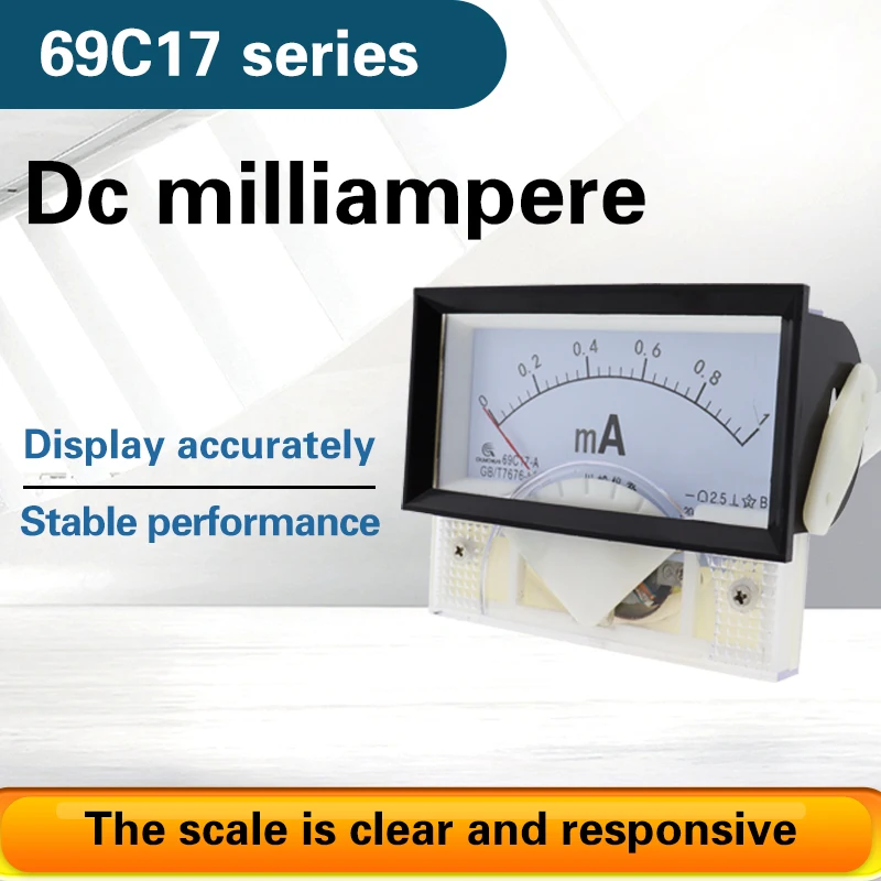 69C17 pointer milliammeter 1MA 2MA 3MA 10mA 20MA 50MA 100MA 200mA 500MA with Shunt Current Meter milliammeter