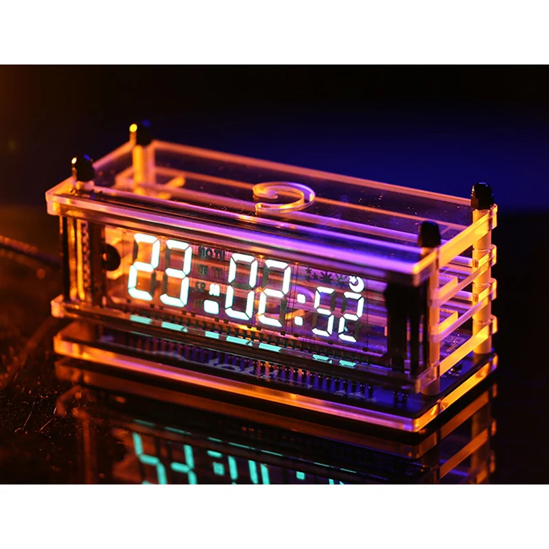 Transparent Screen Display Desktop VFD Clock BoyFriend Gift Digital LED Clock Creative Home Clock Ambient Light VFD Screen