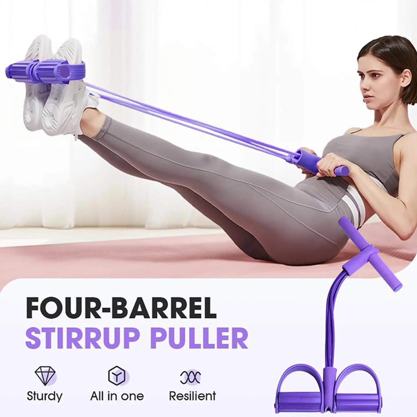 Elastisches Yoga-Pedal-Zugwiderstandsband mit 6 Röhren, geeignet für das Abdominal-/Taillen-/Arm-/Beinstreching-Schlankheitstraining