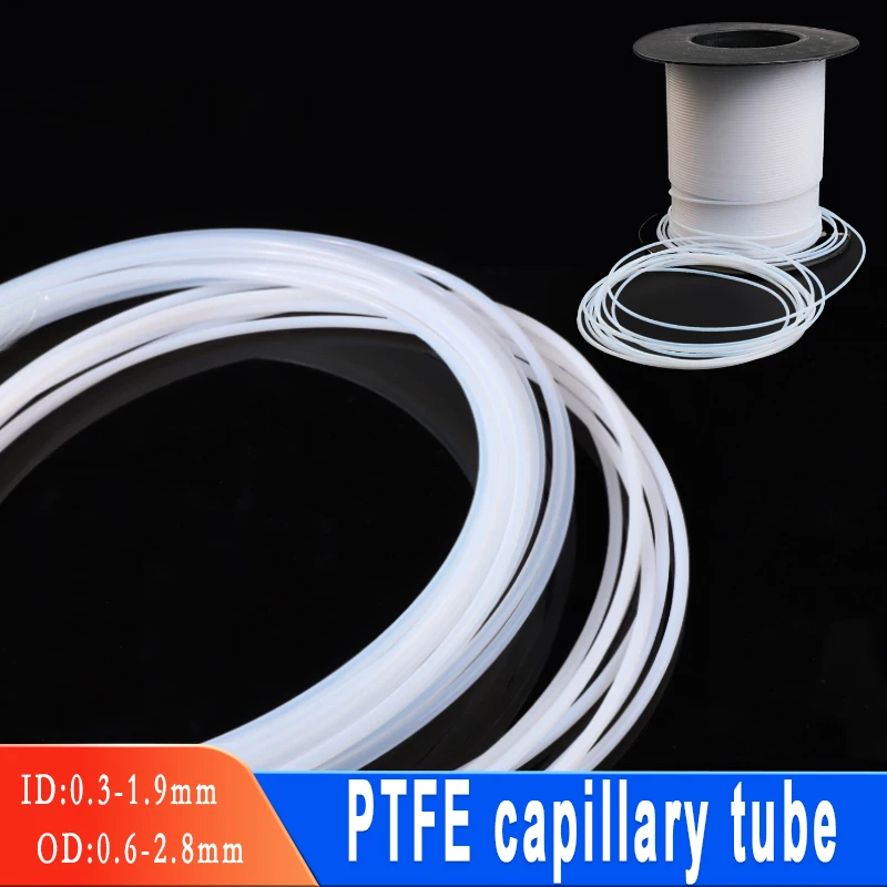 1~10meters PTFE Tube ID 0.3/0.4/0.5/0.6/0.7/0.8/0.9/1/1.1/1.2/1.3/1.4/1.5/1.6/1.7/1.8/1.9mm Capillary Insulated Hose Rigid Pipe