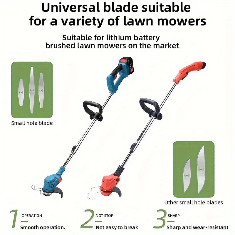 3 шт., 9,7-дюймовое лезвие для кошения газона с одним словом и 5 аксессуарами, монтажное отверстие M5 мм, простое в установке, утолщенная марганцевая сталь, прочный, двусторонний дизайн, подходит для легкого прополки сада, обрезки сада, кошения газона