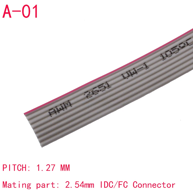 6P/10P/12P/14P/16P/20P/40P 1.27mm PITCH Grey Flat Ribbon Cable 6/8/10/16/20/40 Pin 28AWG WIRE for IDC FC 2.54MM Connector 2Meter