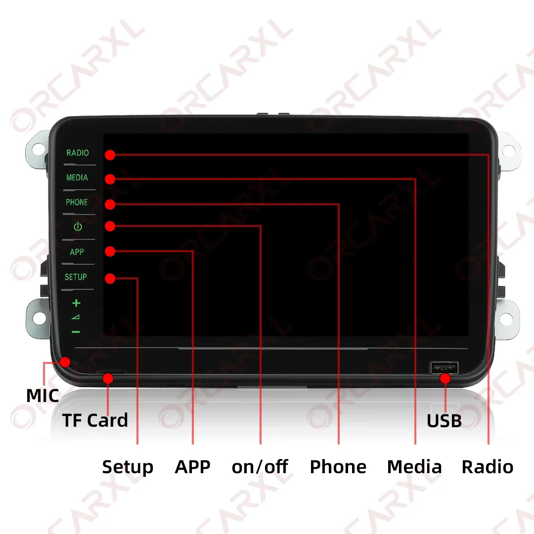 RCD880Pro Green Light 8 inch Touch Screen Carplay Car Radio MIB Android Auto Navigator Bluetooth Player for Skoda Octavia Superb