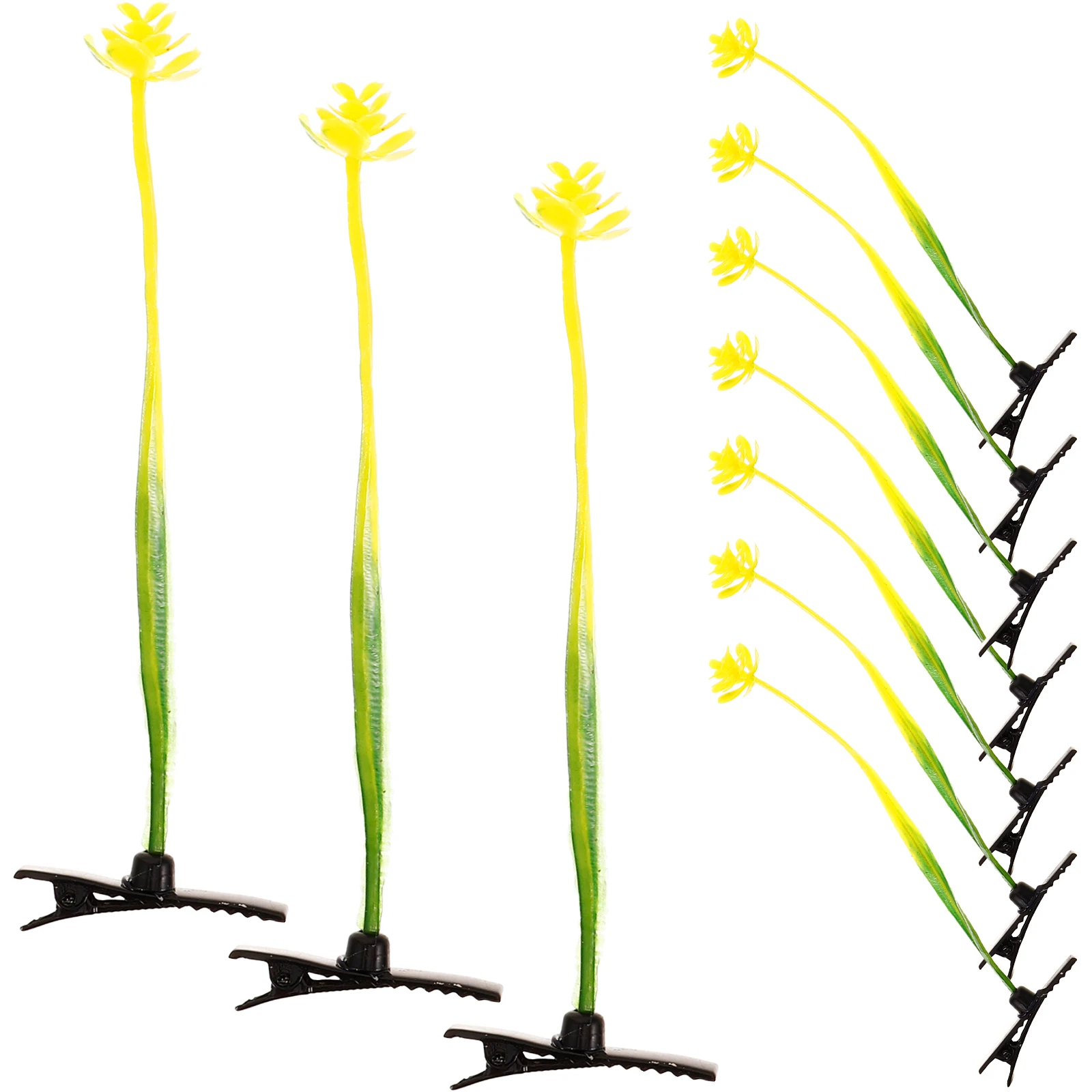 

10 Pcs Simulation Plant Hair Clip Long Grass Green Flower Clips Thick Metal Hairpins Cute Accessories Girls Mini Plant Sprout