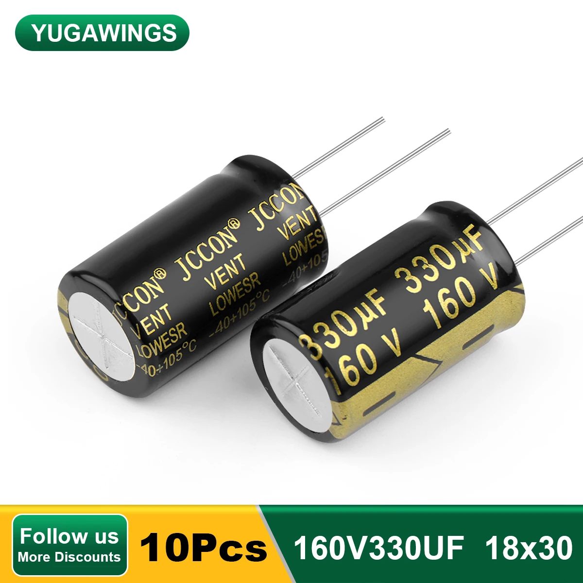 10Pcs 160V330UF  18x30 Aluminum Electrolytic Capacitor High Frequency Low ESR ±10% 2000Hours 105℃ DIY Electric Capacitors