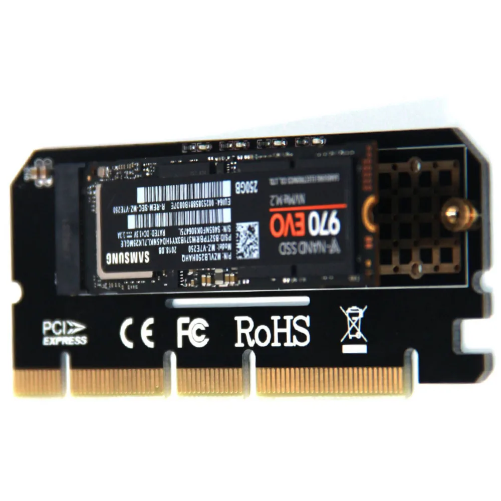 M.2 SSD PCIE Adapter aluminiowa etui ze stopu LED karta rozszerzeń komputer interfejs adaptera M.2 NVMe SSD NGFF do PCIE 3.0 X16 Riser