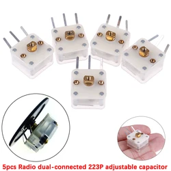 5Pcs Duplex 223p 60pf/140pf 2.1mm Hole Shaft Radio Variable Capacitor Replacement Parts And Accessories