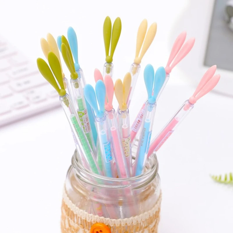 

Корейская милая мультяшная гелевая ручка с длинными ушками кролика, с защитной заглушкой от пыли, высококачественная, водостойкая.