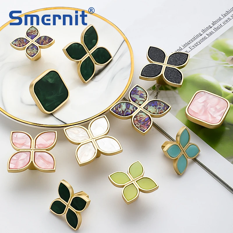 Flower Furniture Handles for Cabinets and Drawers Door Handle Knobs Kitchen Cupboard Wardrobe Pulls Decorate Wall Hanging Hooks