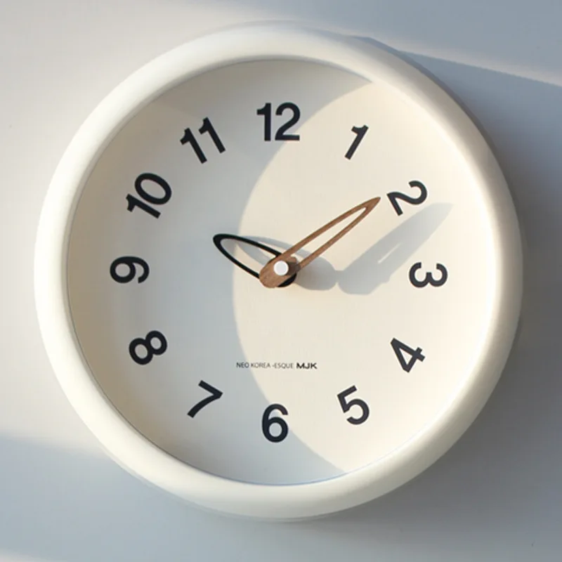 Modern Minimalist Silent Wall Clock for Living Room Bedroom Cream Style Decorative Round Hour Clock No Drilling Required