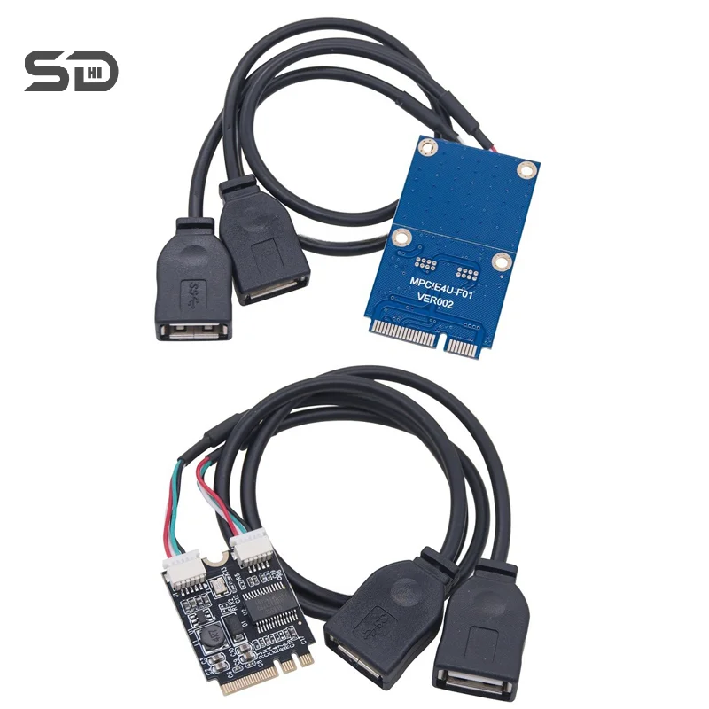 High Quality Mini PCI-E To USB Express Card With Power Connector M.2 KEY A+E To USB 2.0 2 Port Express Card USB Adapter