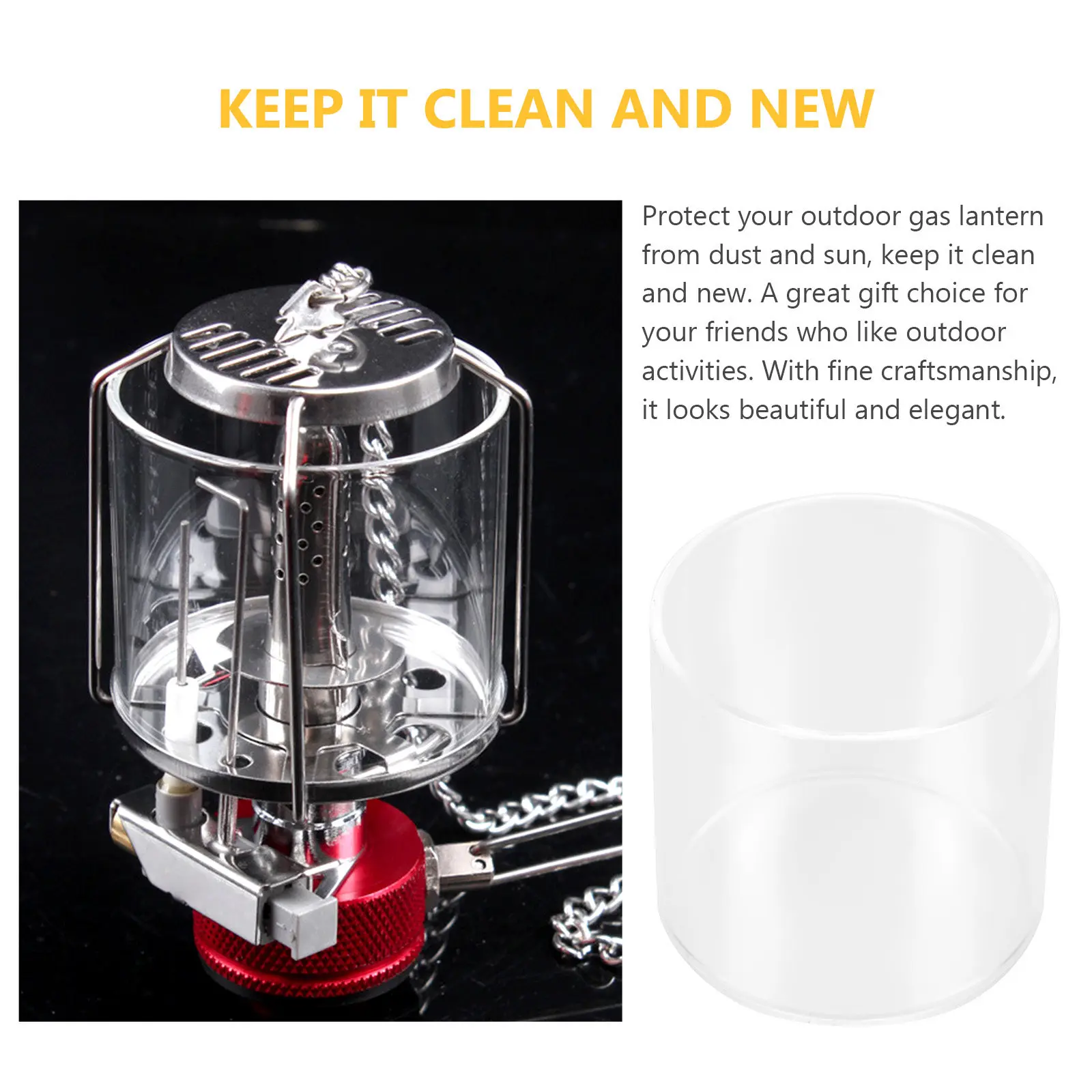 Elegant Glass Gas Lantern Shade Outdoor Propane Lantern Cover Lightweight Compact Protective Sleeve for Long-Term Use Durability