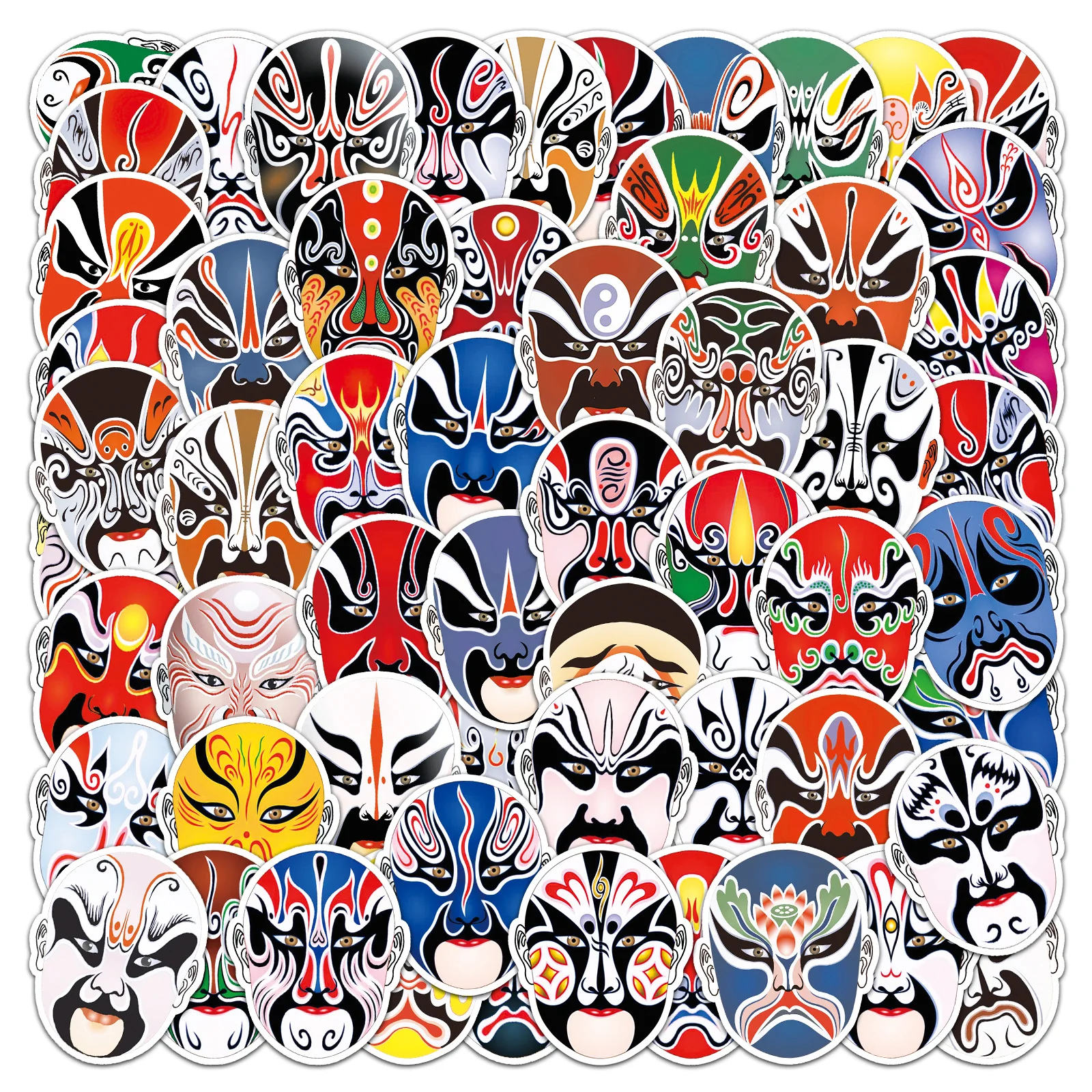 

50Pcs Cute Cartoon facial makeup Series Cartoon Cute Waterproof Sticker Skateboarding Retro home decal Sticker