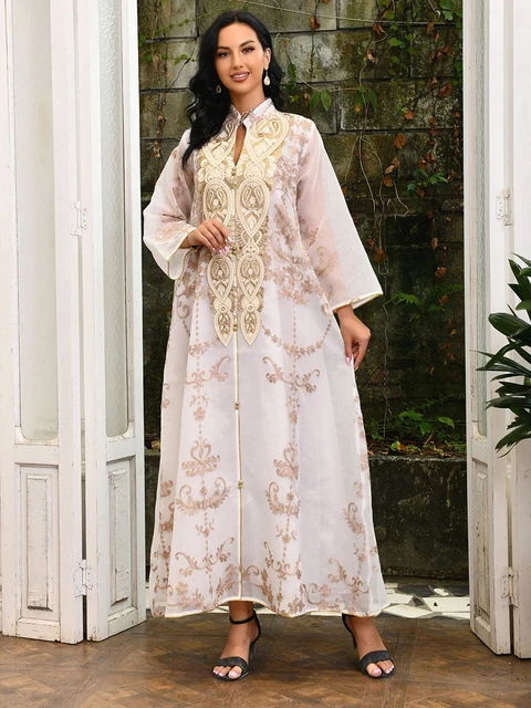 

Muslim Evening Gown Vintage Embroidery Party Dress Fall Outfits Women Casual Loose Women's Dresses Free Shipping Promotion