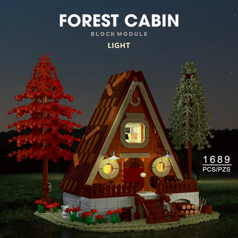 

City Street View Ideas Forest Cabin Building Blocks Model With Lights 1689PCS Creative Expert House Bricks Toys Kids Gift Set