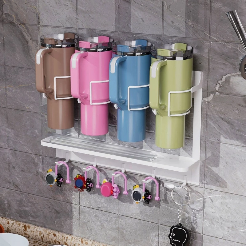 منظم كوب مغناطيسي فعال في الفضاء رف ثلاجة الصلب الكربوني للألواح المبلل مع مقبض للمنزل والمكتب #5