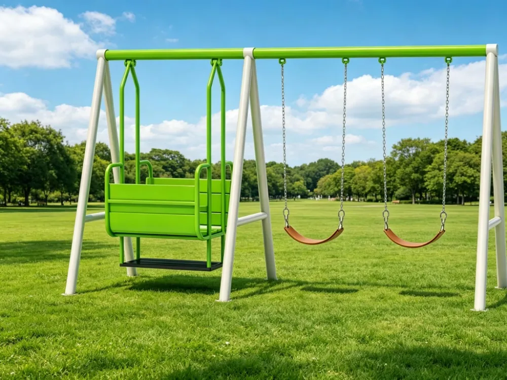Wholesale Outdoor Swing Set with Baby Bench Swing and Belt Swings Galvanized Steel Frame for Kids Park