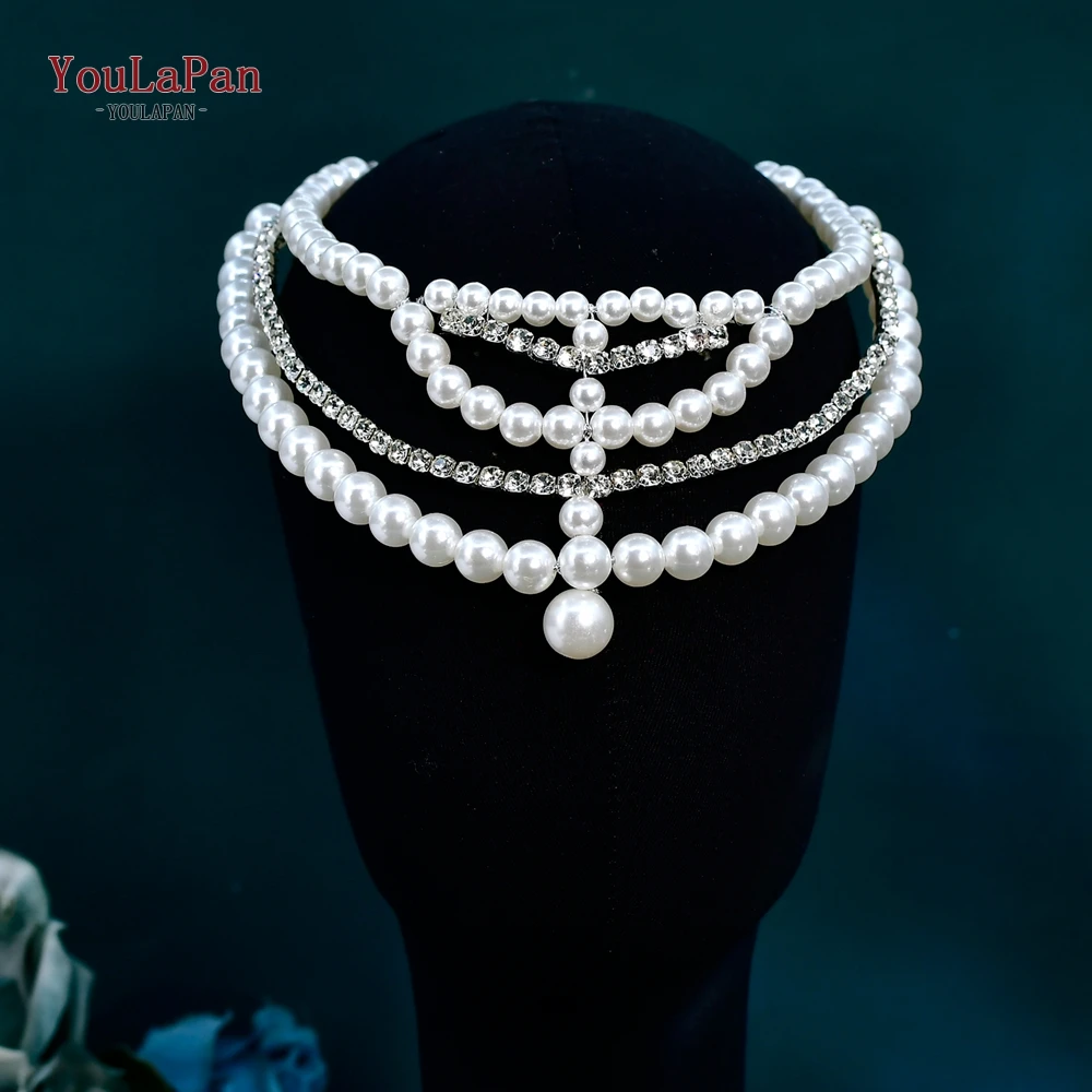

YouLaPan Bridal Wedding Hair Accessories Handmade Pearls Rhinestone Headband Beauty Pageant Women's Crown Party Headwear HP972
