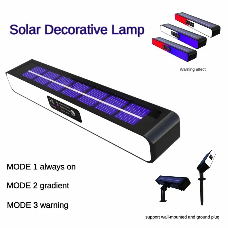 ไฟกระพริบพลังงานแสงอาทิตย์ไฟกระพริบสีแดงและน้ำเงินสัญญาณไฟติดผนังสำหรับสวนกลางแจ้งตกแต่งผนังสนาม