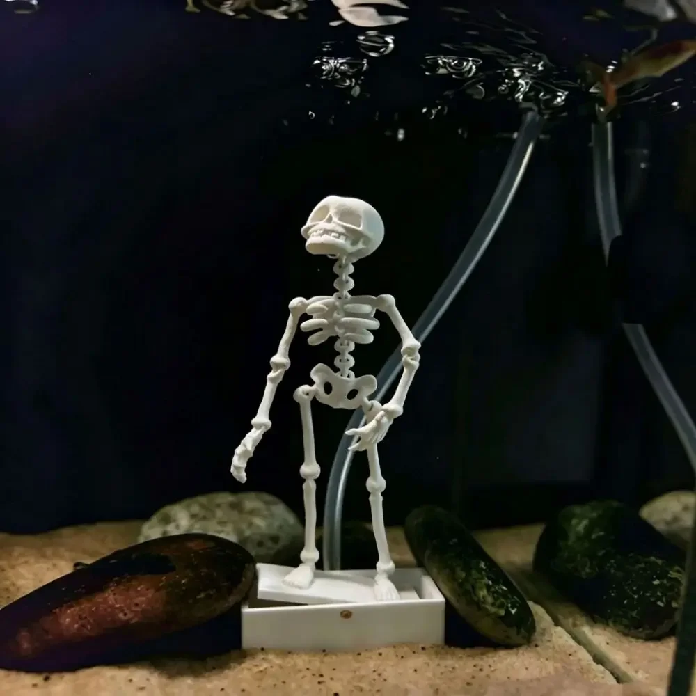 1 Stück Tanzender Skelett-Aquarium-Bubbler, 3D-gedruckter, sich bewegender Totenkopf, Aquarium-Dekoration mit Luftschlauch, gotische, luftbetriebene Halloween-Deko – Detail 10