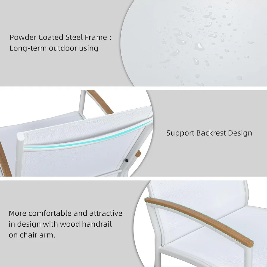 3 قطع فناء بيسترو مجموعات في الهواء الطلق Textilene النسيج المحادثة بيسترو مجموعة Textilene النسيج الجبهة الشرفة الكراسي فناء صغير