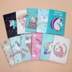 Fashion Cute Unicorns Cartoon Passport Cover Men Women PU Leather Travel Passport Holder Case Card ID Holders 14.5*10cm