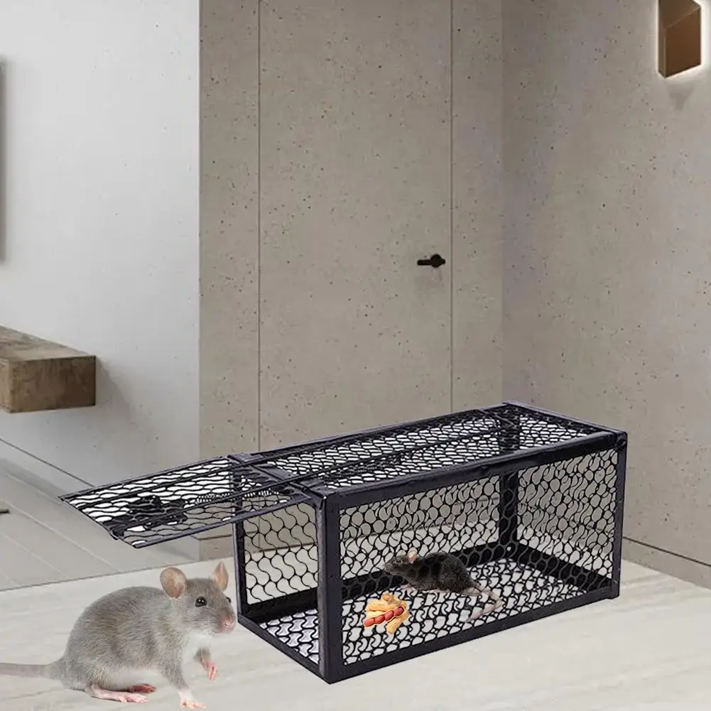 Reusable Metal Mouse Trap Cage With Adjustable Sensitivity & Automatic Lock Humane Rodent Catcher For Home Pest Control