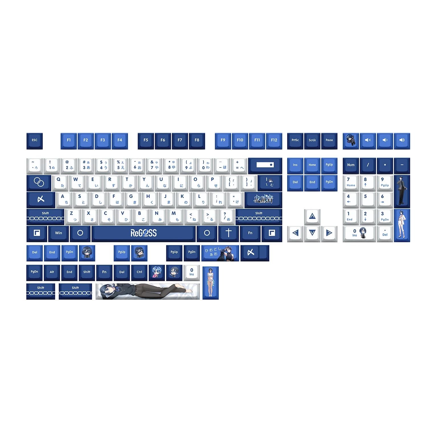 Hiodoshi Ao 132 Key Cap Vtuber Hololive Key Cover PBT DYE Sublimation Cherry Cross Axis Switch Keycap for Mechanical Keyboard