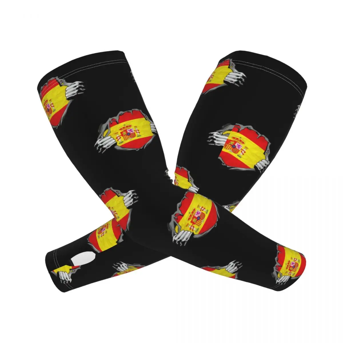 Drapeau national. Espagne. Manchons de bras d'extérieur, couverture de Protection contre les UV du soleil, manches de tatouage de cyclisme en soie glacée d'été