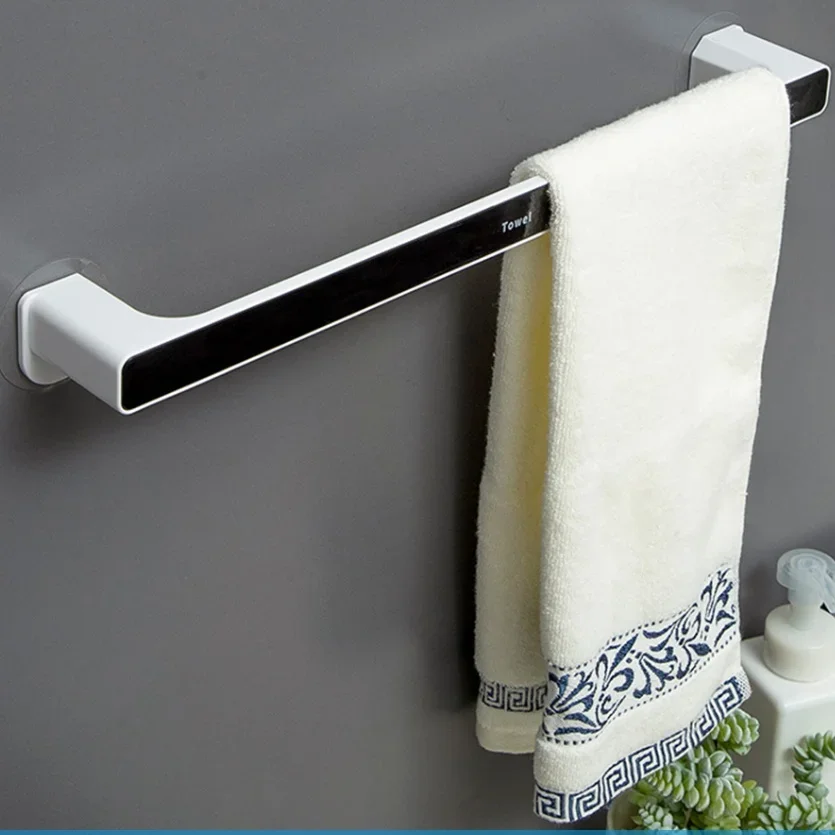 46cm Towel Rack Free Punching Toilet Bathroom Suction Cup Hook   Shelf Wall-mounted  Bar Finishing