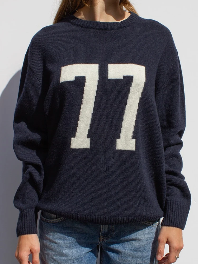 2025 新しい女性のニットレタージャカード暖かい緩いシンプルなすべて毎日大きいサイズのセーター